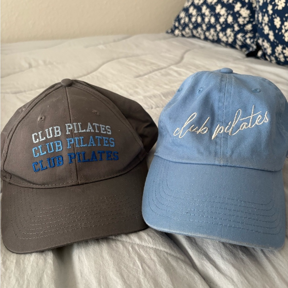 Club Pilates Gray and Blue Hats
